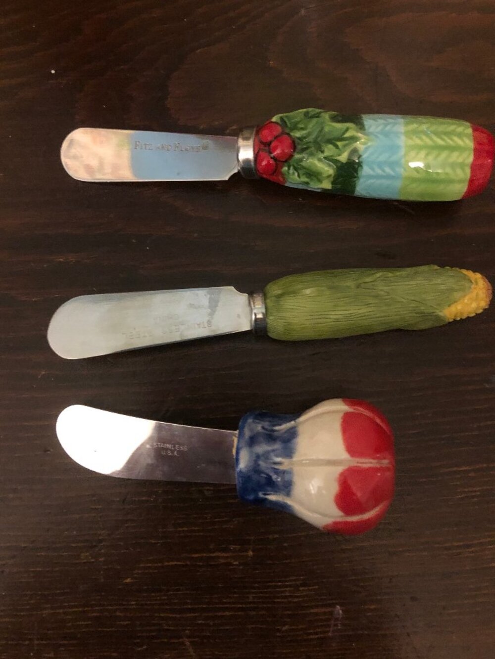 3 Stainless Steel Cheese Spreaders (1 Fitz & Floyd)